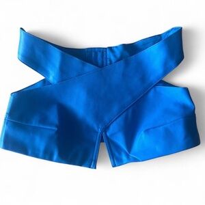 Meshki Blue Faux Leather Wrap Corset Top – Size M